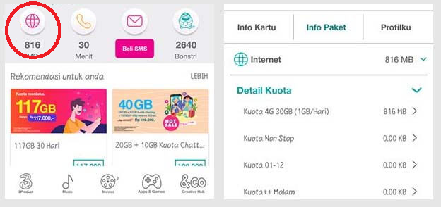 Cara Cek Kuota 3 4G