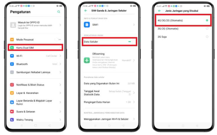 Data Seluler Tidak Muncul di Oppo