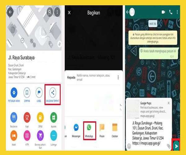 Share Lokasi ke WhatsApp Via Google Maps
