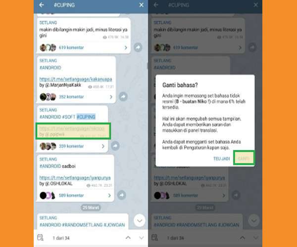 Cara Mengubah Bahasa di Telegram Menjadi Bahasa Gaul