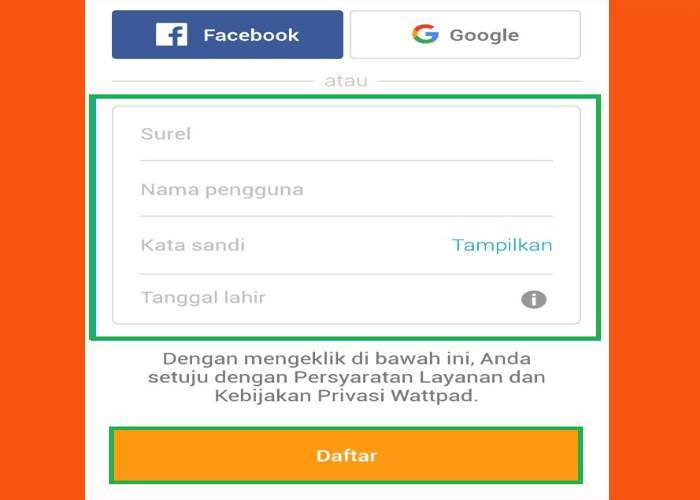 Cara daftar akun Wattpad baru lewat HP Android