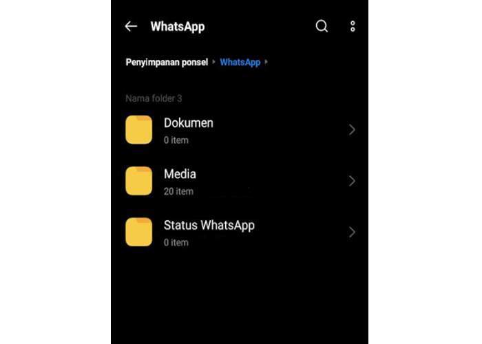 Menghapus Sampah WA Melalui File Manager