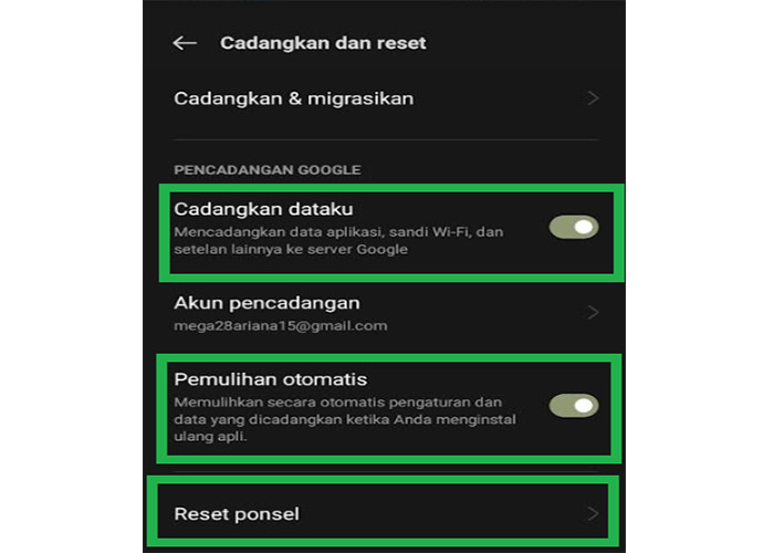 Atur Ulang HP Untuk Mengatasi Screenshot Tidak Tersimpan di Galeri